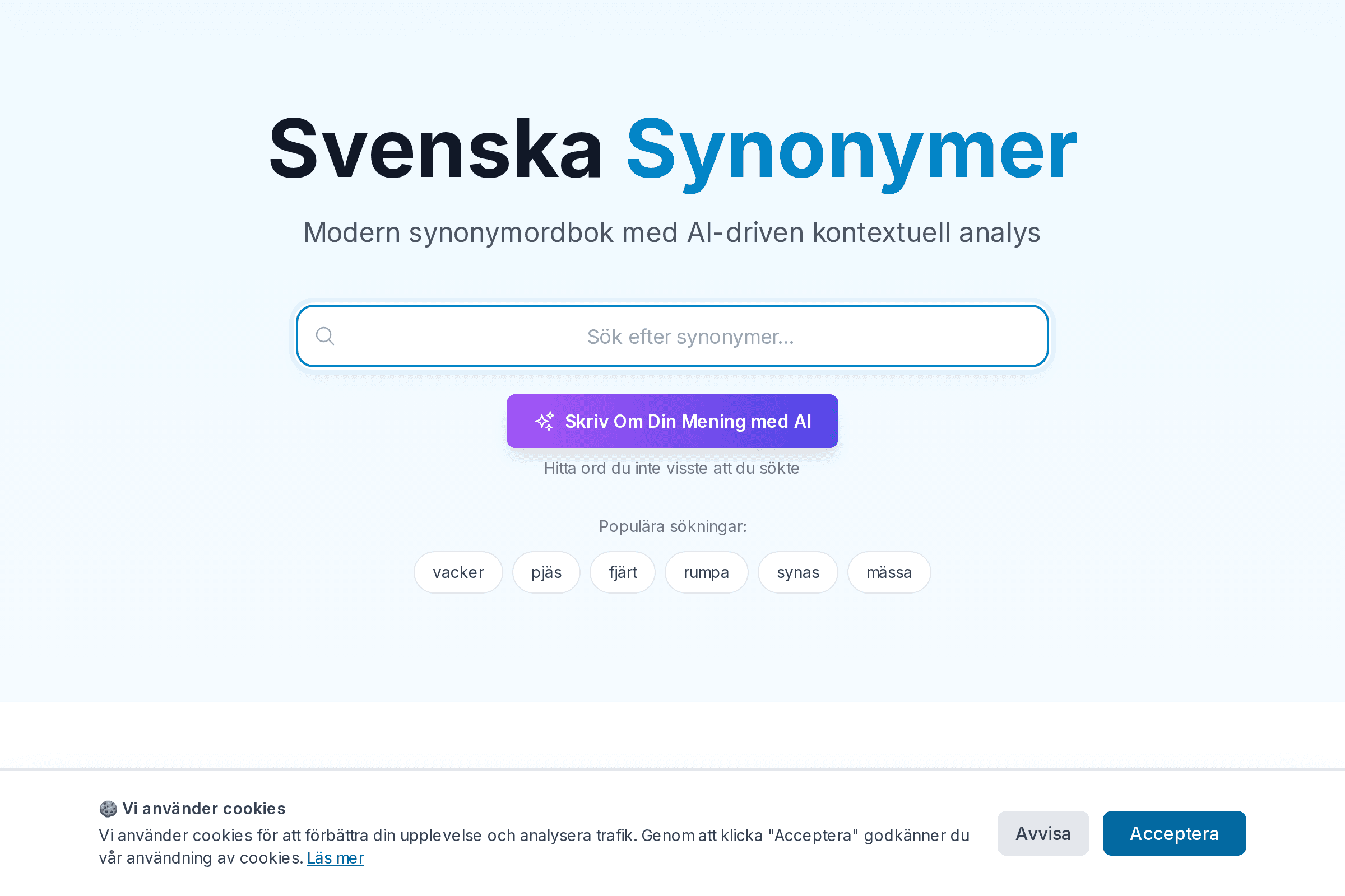 Svenska Synonymer - AI-driven Synonymordbok